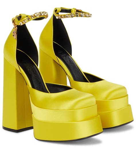 versace schuhe plateau|versace satin platform pumps.